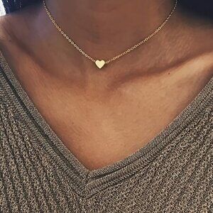 NWT Adorable Dainty Heart Necklace Pendant Goldtone 16" Adjustable 18" RoseGold
